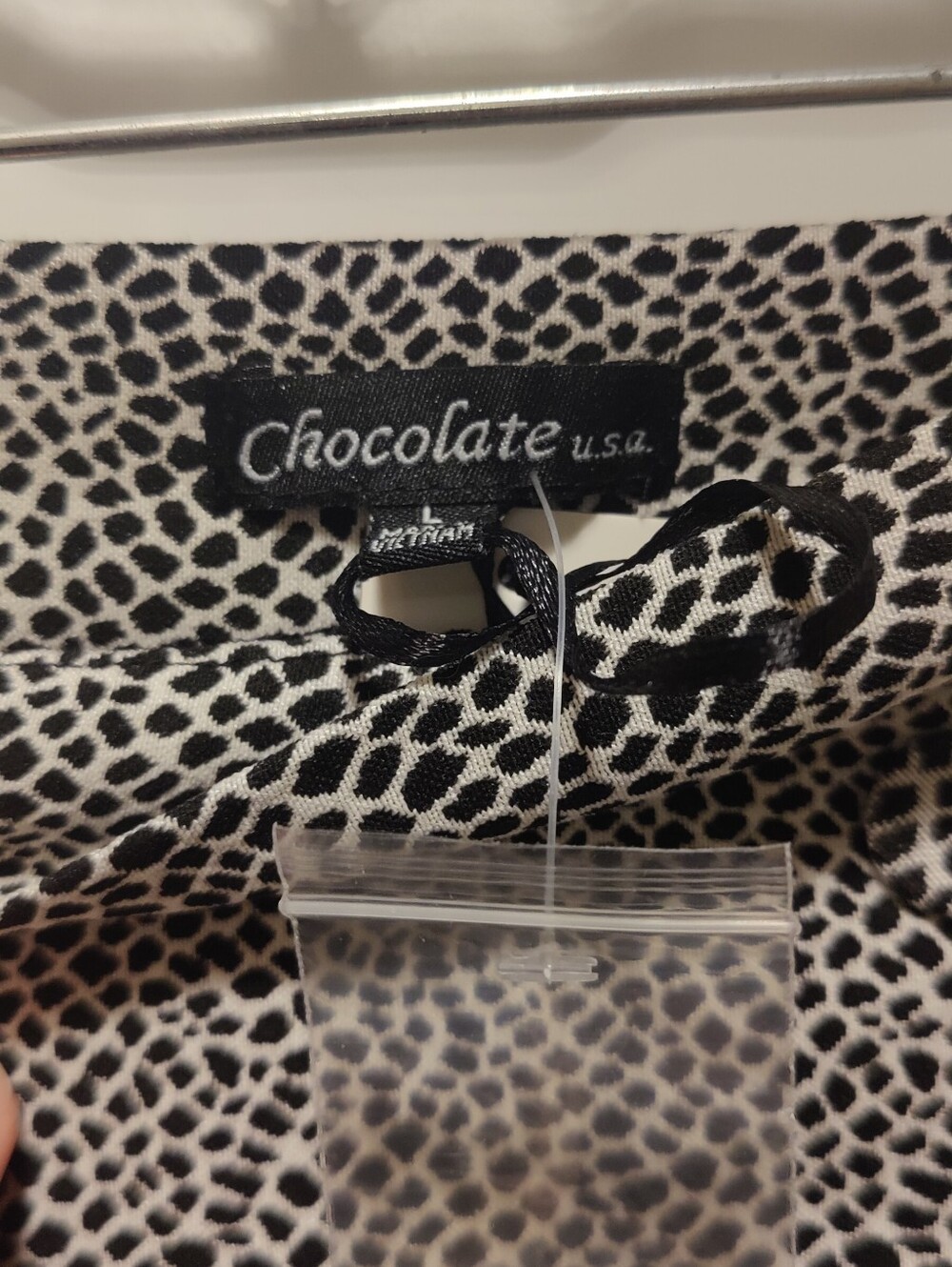 Chocolate USA black & cream animal print pencil skirt size L - Picture 3 of 5